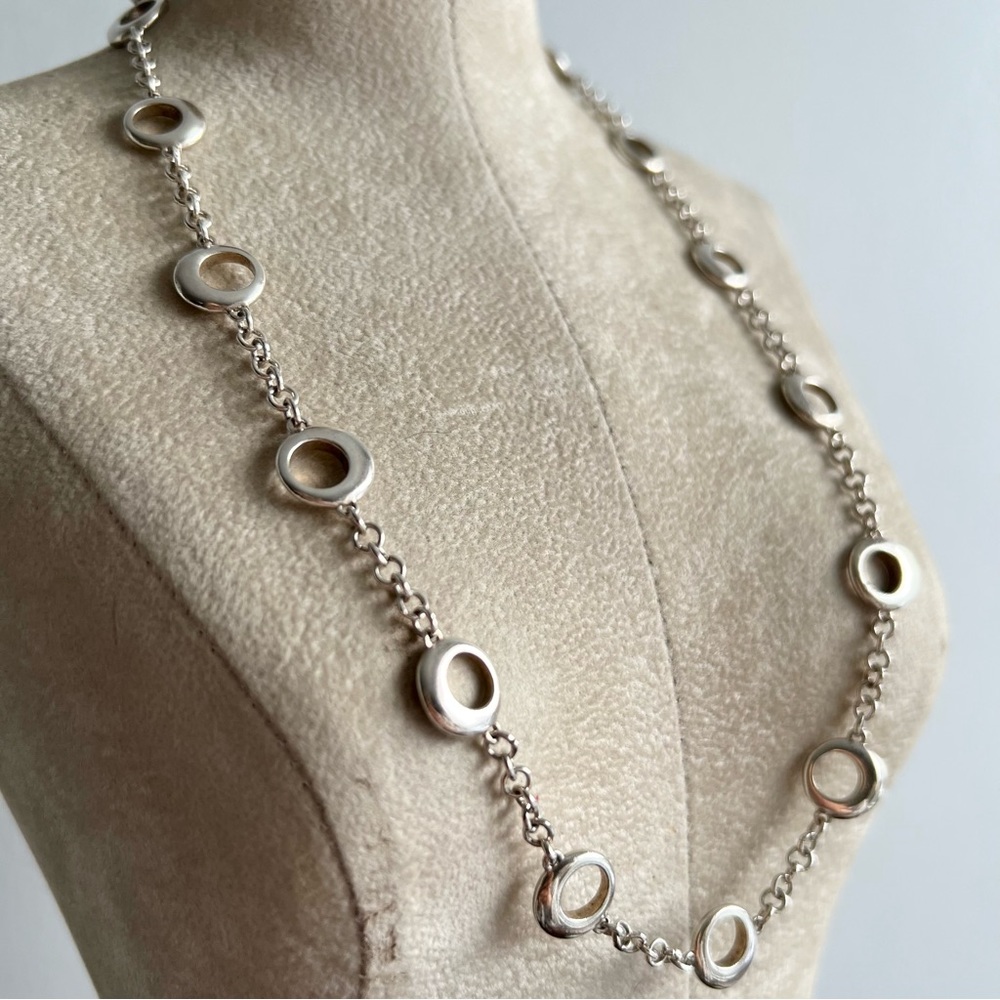 Solid Sterling Silver Circle Necklace - image 5